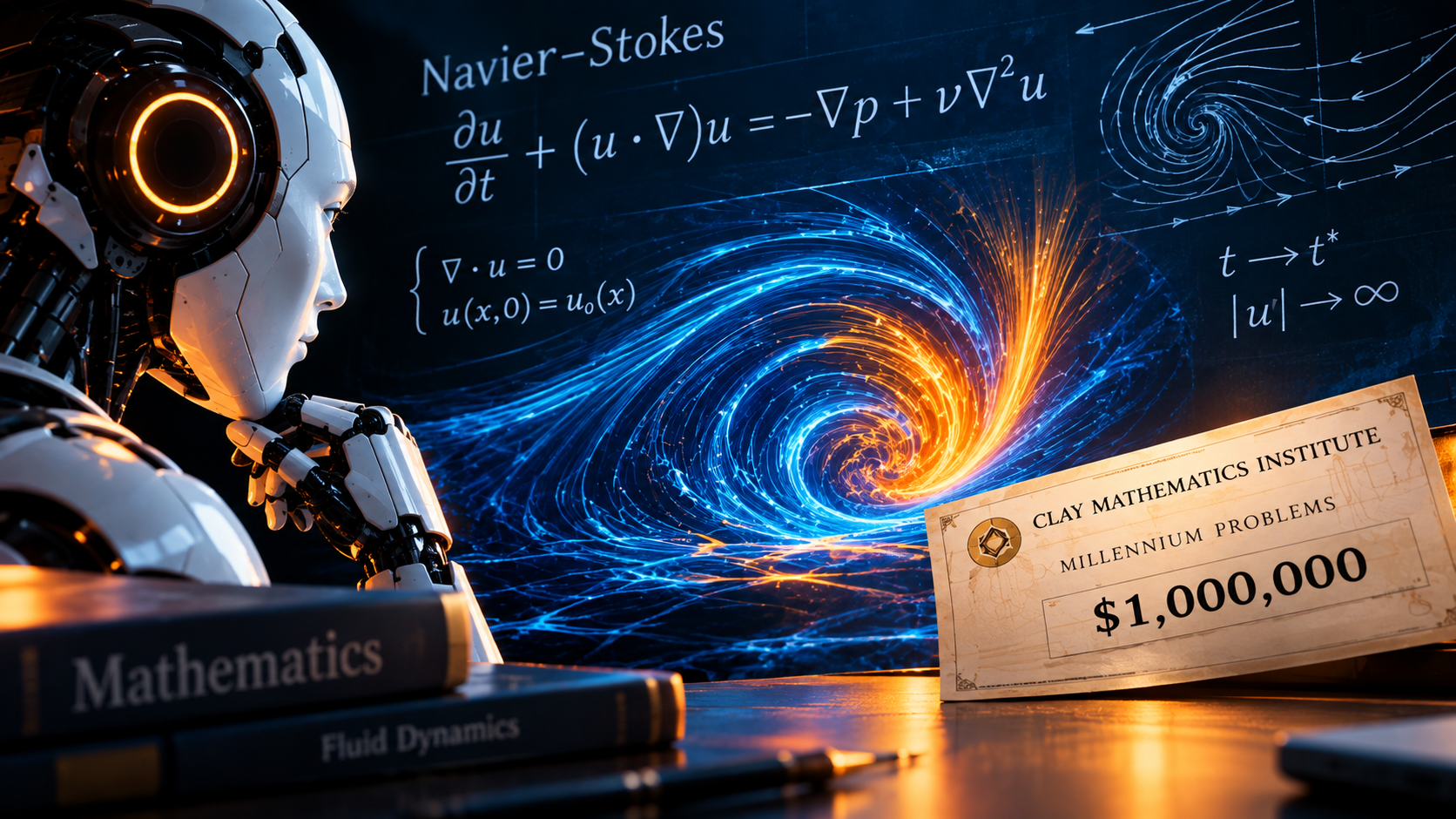 Un robot planche sur les équations de Navier-Stokes face au chèque du Clay Institute